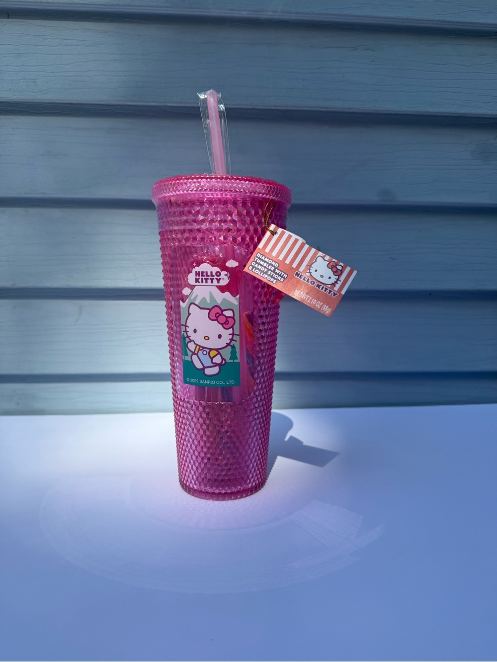 Hello Kitty Hot Pink Studded Tumbler with Straw